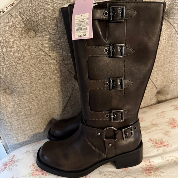 Women's Rebel Tall Moto Buckle Boots Brown - Wild Fable - Women’s - Picture 5 of 6